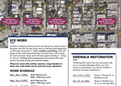 SCE Vault Removal & Sidewalk Restoration (East of San Vincente) – November 7 – 23, 2022