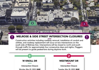 Construction Alert: W Knoll & Westmount at Melrose Intersection Closures, May 22 – June 2, 2023