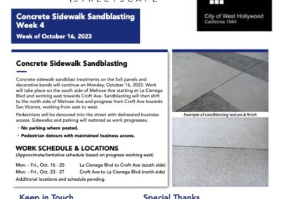 Construction Alert: Sidewalk Sandblasting Week 4