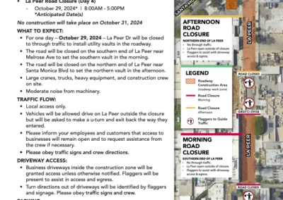 Construction Update Notice: 2024.10.24 Road Closures for Vault Installation